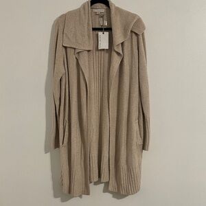NWT Barefoot Dreams Cozy Chic Lite Textured Shawl Cardigan in Stone - Size XL